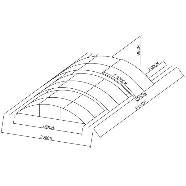 Bassengtak 3x6m med sidedør | Solid polykarbonat 4mm | Aluminium Bassengtak 3x6m med sidedør | Solid polykarbonat 4mm | Aluminium