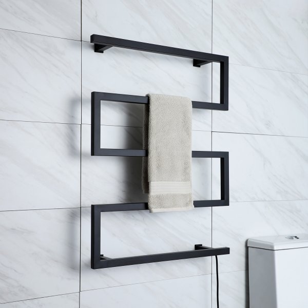 Elektrisk håndkletørker 60x80x12cm | Matt svart Elektrisk håndkletørker 60x80x12cm | Matt svart