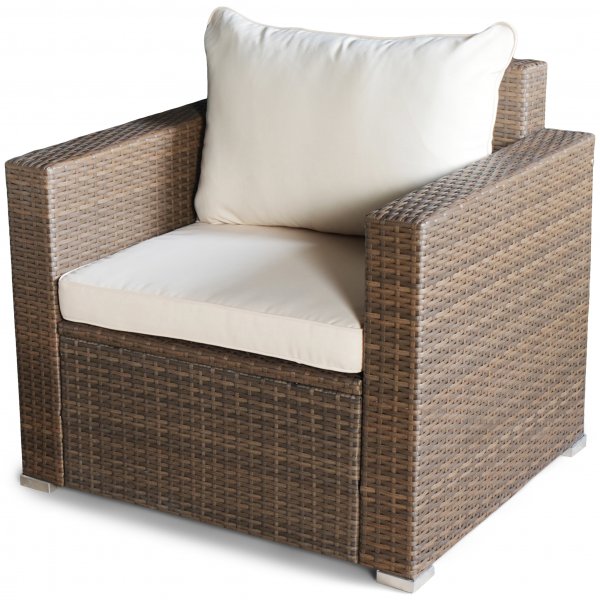 Loungegruppe i brun konstrotting | Hagem�bler med sofa og bord | Lyfco Huvudsk�r