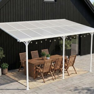 Balkongtak 4,95x3 m | Kanalplast / Aluminium| Robust design | Hvit