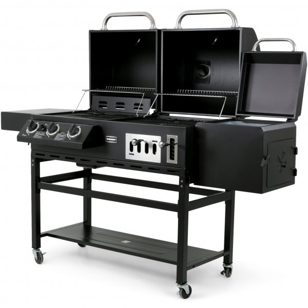 Kombinert kull- og gassgrill med r�yk