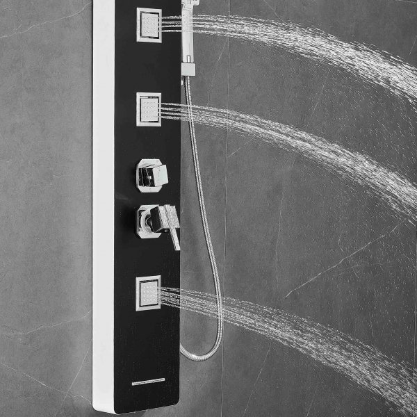 Dusjpanel i svart-hvitt rustfritt stål | Stella Dusjpanel i svart-hvitt rustfritt stål | Stella