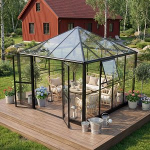 Paviljong 8,1 m² | Kvadratisk premium drivhus | 4 mm sikkerhetsglass Paviljong 8,1 m² | Kvadratisk premium drivhus | 4 mm sikkerhetsglass