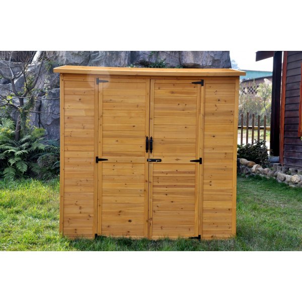 Hageoppbevaringsbod | 190x93x185 cm | Dobbel Dør | Naturlig Trefinish Hageoppbevaringsbod | 190x93x185 cm | Dobbel Dør | Naturlig Trefinish
