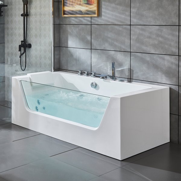 Boblebadekar med glassfront og varmeelement 170x80 cm | BK-020