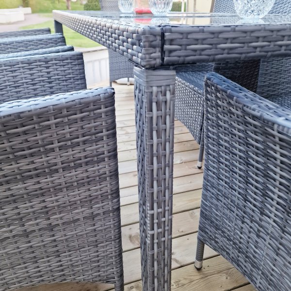 Utendørs spisegruppe med 8 stoler | Puter inkludert | Grå | Lyfco Lysekil Utendørs spisegruppe med 8 stoler | Puter inkludert | Grå | Lyfco Lysekil