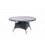 Rundt utebord med herdet glass | �150 cm | Tyl�sand svart