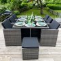 Utendrs spisegruppe | 10 sitteplasser | Gr | Kunstrotting