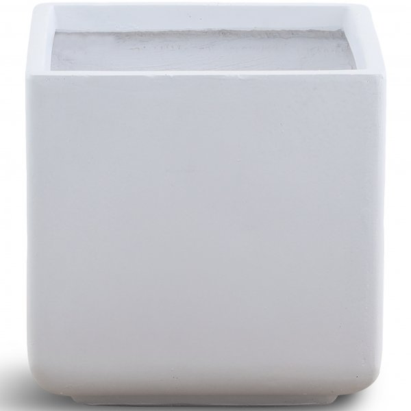 Fiberarmerte utepotter - Kubeformet - Hvit