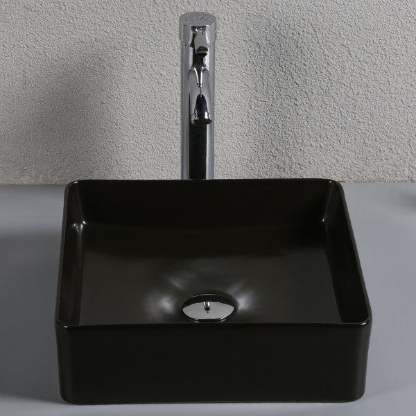 Kvadratiskt servant 37cm | Overmontert | Matt sort overflate Kvadratiskt servant 37cm | Overmontert | Matt sort overflate