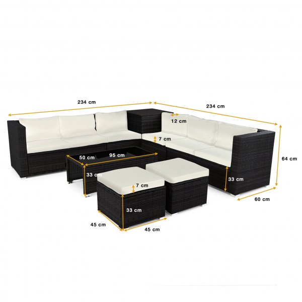 Loungegrupp Lyfco Djursvik med dubbel inbyggd f�rvaring | Svart konstrotting