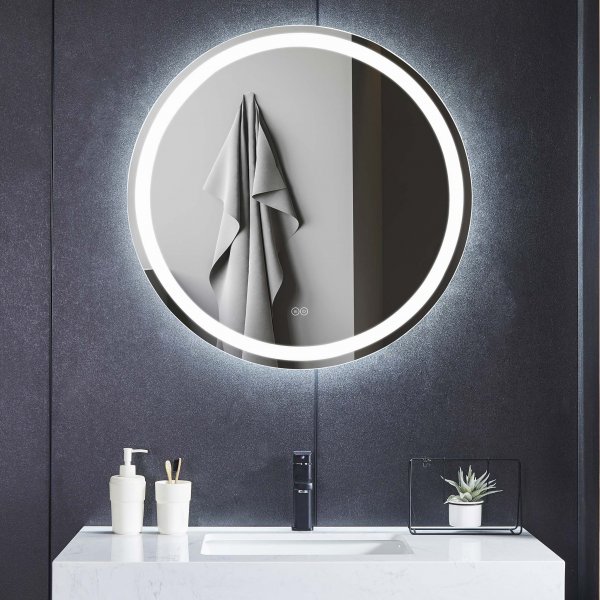 Rundt speil | LED-belysning og antiduggfunksjon Rundt speil | LED-belysning og antiduggfunksjon