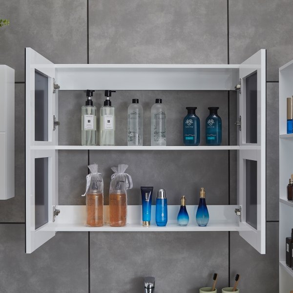 Stort baderomspakke | Kommode 80cm | Baderomsmøbler i hvit høyglans Stort baderomspakke | Kommode 80cm | Baderomsmøbler i hvit høyglans