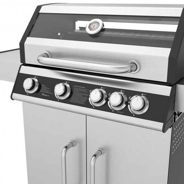 Gasgrill 14,5 kW - 4 rustfrie brennere + 1 sidebrenner - St. Louis