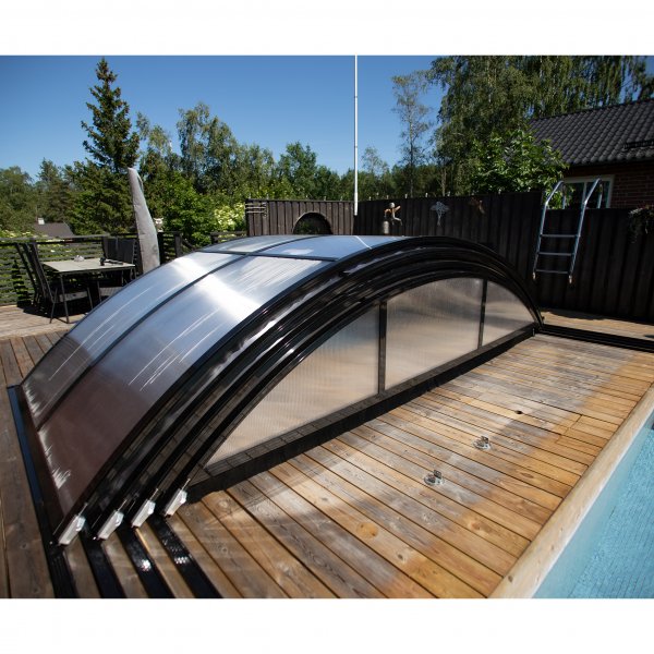 Bassengtak 4x8m med sideinngang - Svart Bassengtak 4x8m med sideinngang - Svart