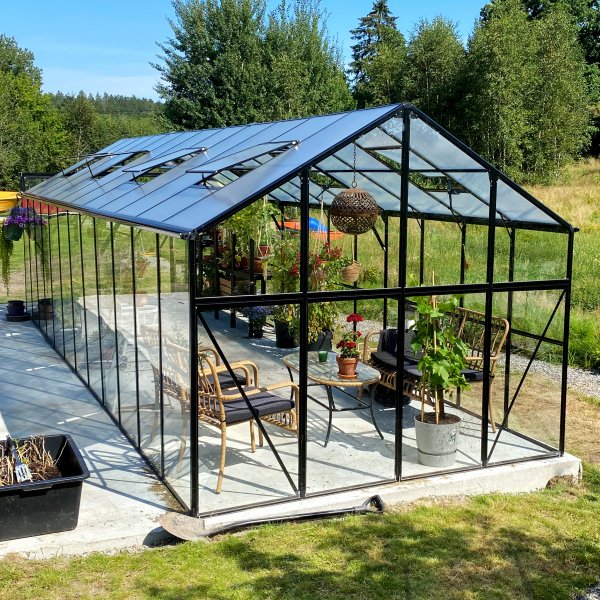 Drivhus i glass 19m� | 5 �rs stormgaranti | 4 mm sikkerhetsglass