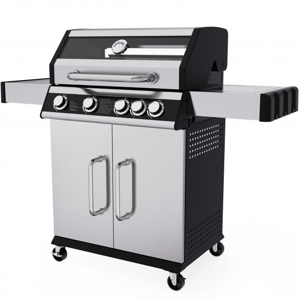 Gasgrill 14,5 kW - 4 rustfrie brennere + 1 sidebrenner - St. Louis