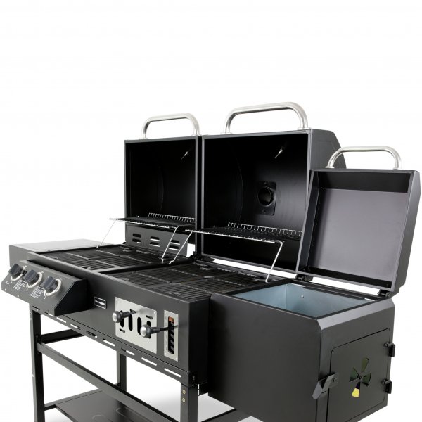 Kombinert kull- og gassgrill med r�yk