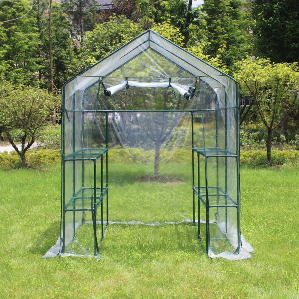 Drivhus i plast 2m² | Stålramme med PVC-belegg Drivhus i plast 2m² | Stålramme med PVC-belegg