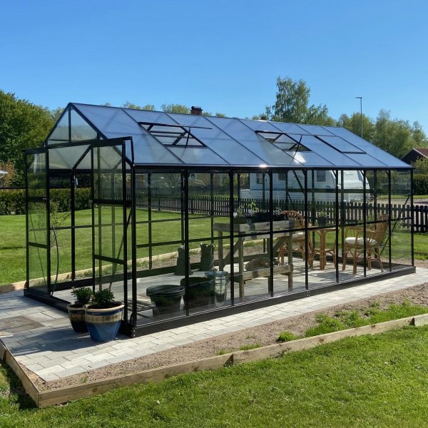 Drivhus 12,7m� | 5 �rs stormgaranti | 4 mm sikkerhetsglass