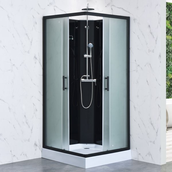 Komplett dusjkabinett med regndusj | Svart Komplett dusjkabinett med regndusj | Svart