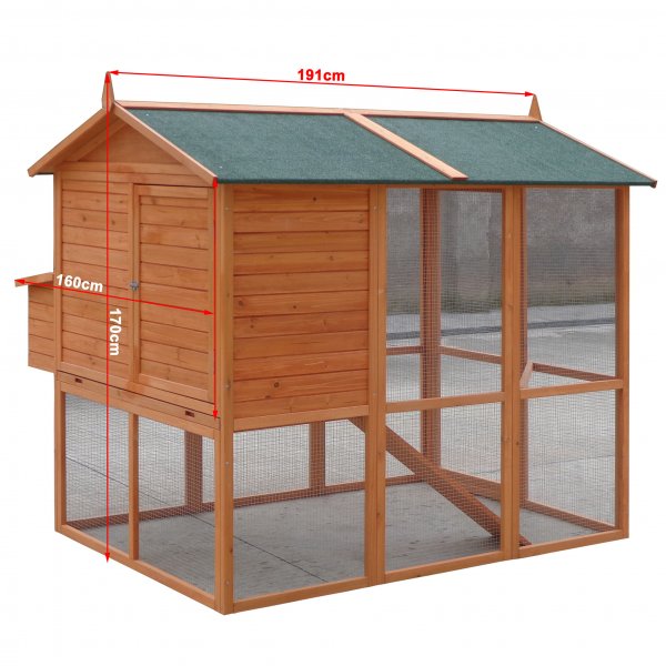 Hønsehus med hønsegård | Lett å rengjøre | Ferdig byggesett | 1,9x1,7x1,6m Hønsehus med hønsegård | Lett å rengjøre | Ferdig byggesett | 1,9x1,7x1,6m