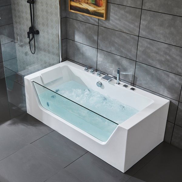 Boblebadekar med glassfront og varmeelement 170x80 cm | BK-020