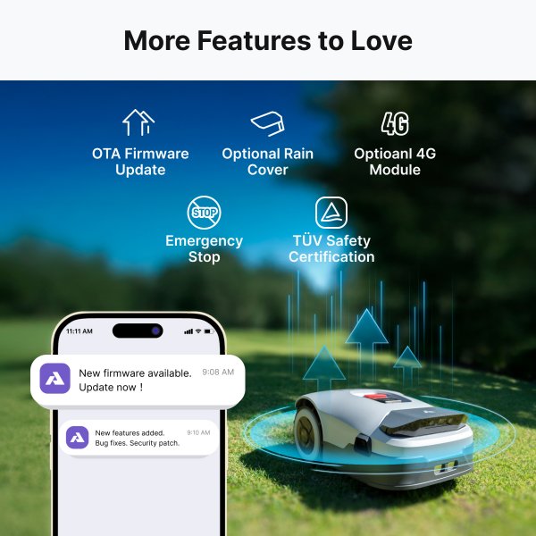 Robotgressklipper uten kantledning 3600 m� | Full-Band RTK + 4 AI-kameraer | ANTHBOT Genie 3000