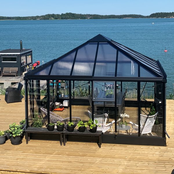 Orangeri og vinterhage 19,2m² | Firkantet premium drivhus Orangeri og vinterhage 19,2m² | Firkantet premium drivhus