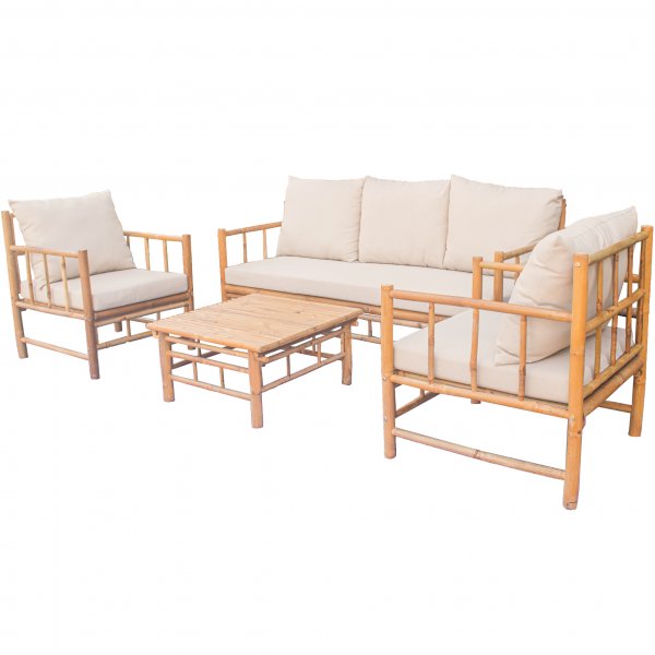 Loungegruppe / sofagruppe i bambus | Puter med avtakbart trekk | Lovn