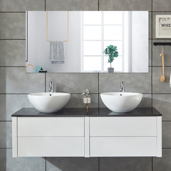 Baderomsmøbler 150cm | Dobbel vask og baderomsspeil Baderomsmøbler 150cm | Dobbel vask og baderomsspeil