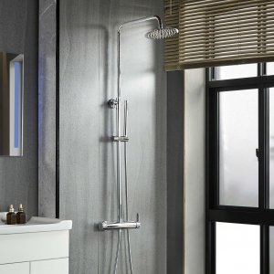 Takdusjsett i krom | 20 cm takdusj, h�nddusj, justerbar h�yde 83�119 cm