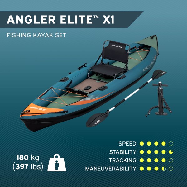 Fiskekajakk HydroForce Angler Elite 380x99 cm | Fish ruler, ripstop, komplett sett, Bestway 65197 Fiskekajakk HydroForce Angler Elite 380x99 cm | Fish ruler, ripstop, komplett sett, Bestway 65197