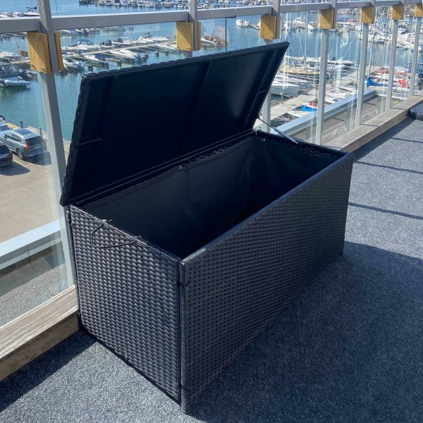 Putekasse i kunstrotting til utemøbler - Svart Putekasse i kunstrotting til utemøbler - Svart