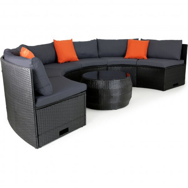 Stor rund loungesett med innebygd oppbevaring til puter - 6 sitteplasser Stor rund loungesett med innebygd oppbevaring til puter - 6 sitteplasser