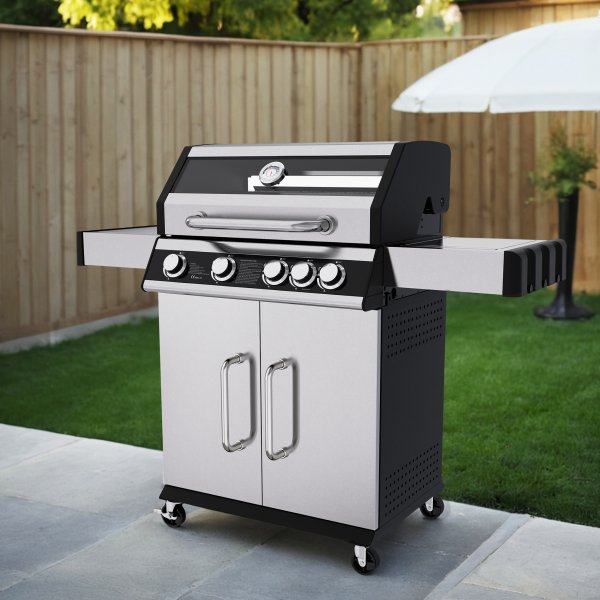 Gasgrill 14,5 kW - 4 rustfrie brennere + 1 sidebrenner - St. Louis