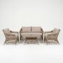 1 Loungegruppe i naturfarget konstrotting | 4-delt med sofa, lenestoler og bord | Ängsö