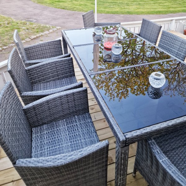 Utendørs spisegruppe med 8 stoler | Puter inkludert | Grå | Lyfco Lysekil Utendørs spisegruppe med 8 stoler | Puter inkludert | Grå | Lyfco Lysekil