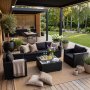 Sofagruppe utem�bler | Innebygd oppbevaring | Gr� kunstrotting | Sann�s