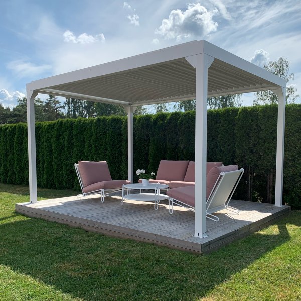Hvit Pergola Premium | Åpningsbare lameller Hvit Pergola Premium | Åpningsbare lameller