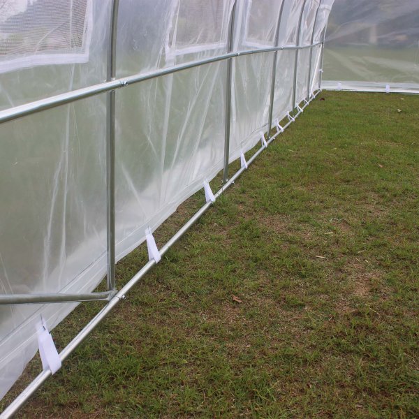 Tunneldrivhus 18m | Stlramme med transparent PE plastdeksel