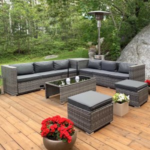 Loungegruppe| Lyfco Djursvik | Innebygd oppbevaring | Gr� kunstrotting