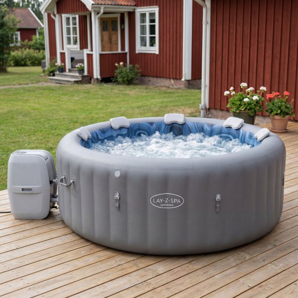 Oppbl�sbart spabad 7 personer | 216 � 80 cm | Lay-Z-Spa Santorini Smart HydroJet Pro | Bestway 6001T