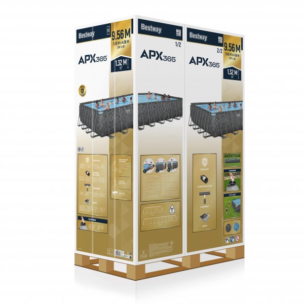 Stålveggbasseng over bakken 9,56 × 4,88 m | 132 cm dybde | APX 365™ | Bestway 561KJ Stålveggbasseng over bakken 9,56 × 4,88 m | 132 cm dybde | APX 365™ | Bestway 561KJ