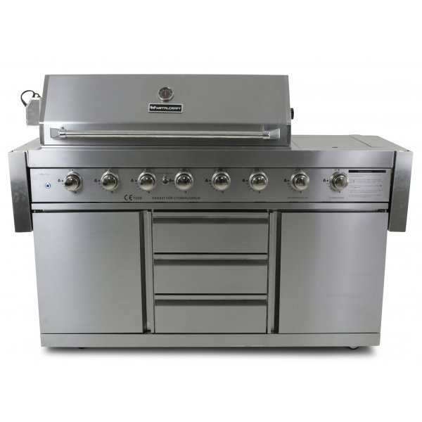 Stor rustfri gassgrill/utekjkken med varmluftsfunksjon | New Orleans