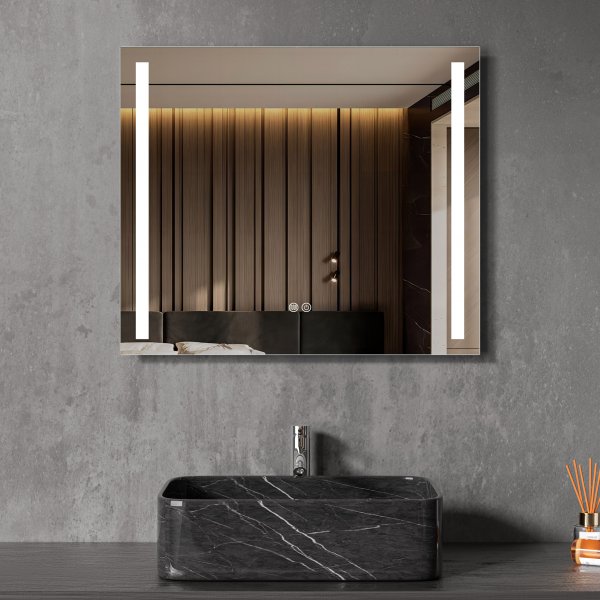 Baderomsspeil | LED lys sider | Dimmer og ber�ringskontroll | Rektangul�r