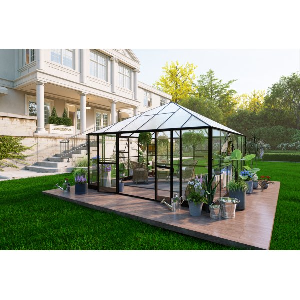 Paviljong 17,6 m� | Stort premium drivhus | 4 mm sikkerhetsglass