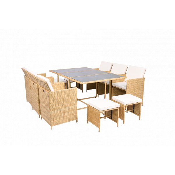 Spisegruppe / utegruppe 10 sitteplasser | 6 stoler og 4 paller | Sk�rhamn beige