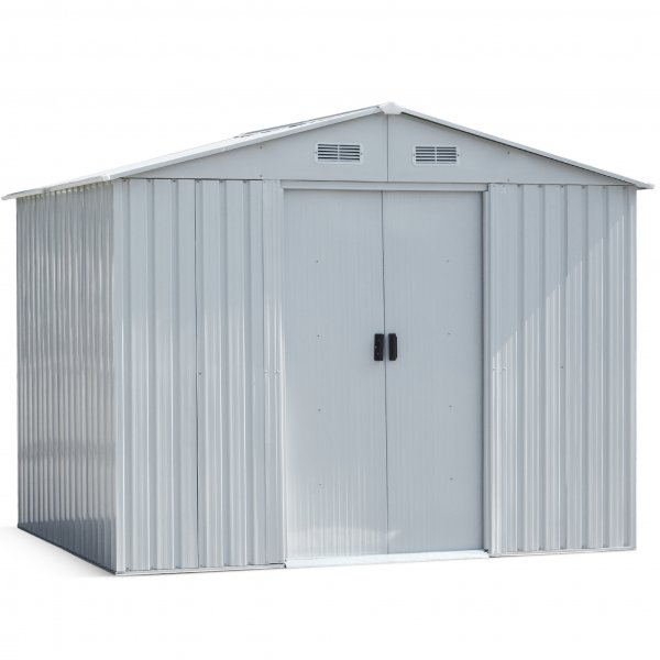 Lager og redskapsbod 5,3m | Skyvedr | Med base | Hvit