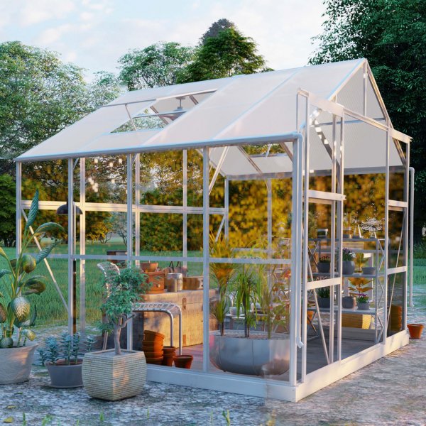 Drivhus 6,4 m² | 4 mm sikkerhetsglass | 5 års stormgaranti Drivhus 6,4 m² | 4 mm sikkerhetsglass | 5 års stormgaranti